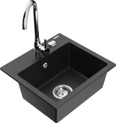 Mexen Milo chiuveta din granit cu 1 cuvă și baterie de bucătărie Telma, negru/auriu - 6505-75-670200-00 (6505-75-670200-00)