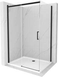 Mexen Omega cabină de duș extensibilă 120 x 70 cm, transparent, Neagră + cadă de duș Flat, Albă - 825-120-070-70-00-4010B (825-120-070-70-00-4010B)