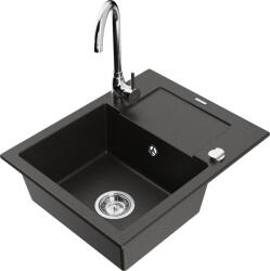 Mexen Enzo Chiuvetă de granit cu 1 cameră, cu scurgător și baterie de bucătărie Telma, negru/auriu - 6506-75-670200-00 (6506-75-670200-00)