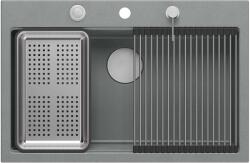 Quadron Marc graniteq mosogató 76x50 cm szürke/grafit/onix HQM7650U5_BS (HQM7650U5BS)