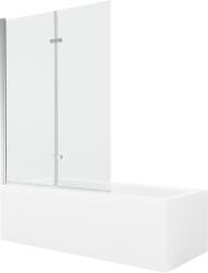 Mexen Cubik cadă dreptunghiulară 160 x 70 cm cu carcasă și paravan cu 2 aripi 120 cm, transparent, crom - 550316070X9212020100 (550316070X9212020100)