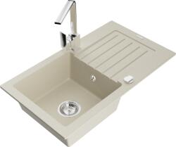 Mexen Pablo chiuvetă de granit cu o cuvă și scurgător și cu baterie de bucătărie Rita, bej - 6510-69-670300-00 (6510-69-670300-00)