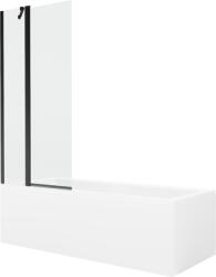 Mexen Cubik cadă dreptunghiulară 160 x 70 cm cu carcasă și paravan cu 1 aripă 80 cm, transparent, negru - 550316070X9408117000 (550316070X9408117000)
