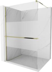 Mexen Kioto+ perete de duș cu raft tip Walk-in 90 x 200 cm, transparent/mat, auriu - 800-090-121-50-35 (800-090-121-50-35)