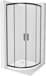 Mexen Rio cabina de duș semicirculară 80 x 80 cm, înghețat, negru + cadă de duș Flat, alb - 863-080-080-70-30-4110B (863-080-080-70-30-4110B)