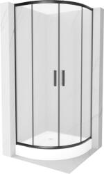 Mexen Rio cabina de duș semirotundă 90 x 90 cm, înghețată, neagră + cadă de duș, albă - 863-090-090-70-30-4710 (863-090-090-70-30-4710)