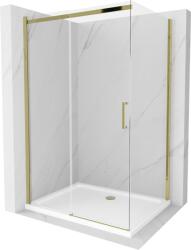 Mexen Omega cabina de duș glisantă 100 x 80 cm, transparentă, aurie + cadă Flat - 825-100-080-50-00-4010 (825-100-080-50-00-4010)