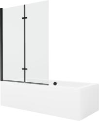 Mexen Cube cadă dreptunghiulară 180 x 80 cm cu panou și paravan cu 2 aripi 120 cm, transparent, negru - 550518080X9212027000 (550518080X9212027000)