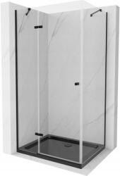Mexen Roma cabină de duș cu uși batante 120 x 90 cm, transparentă, neagră + cadă Flat, neagră - 854-120-090-70-00-4070B (854-120-090-70-00-4070B)