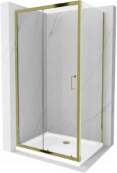 Mexen Apia cabină de duș glisantă 120 x 70 cm, transparentă, aurie + cadă Flat, albă - 840-120-070-50-00-4010G (840-120-070-50-00-4010G)