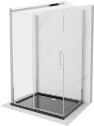 Mexen Omega-3S cabina de duș cu 3 pereți, culisantă, 100x100 cm, transparentă, cromată + cadă de duș Flat (825-100-100-01-00-3s-4070)
