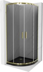 Mexen Rio cabină de duș semirotundă 80 x 80 cm, grafit, auriu + cadă Flat, negru - 863-080-080-50-40-4170G (863-080-080-50-40-4170G)