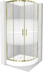 Mexen Rio cabină de duș semirotundă 70 x 70 cm, dungi albe, auriu + cadă de duș, alb - 863-070-070-50-20-4710 (863-070-070-50-20-4710)