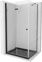 Mexen Lima cabina de duș pliabilă 100 x 80 cm, transparentă, neagră + cadă Flat, neagră - 856-100-080-70-00-4070B (856-100-080-70-00-4070B)