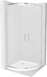 Mexen Rio cabina de duș semirotundă 90 x 90 cm, înghețat, crom + cadă Flat, alb - 863-090-090-01-30-4110 (863-090-090-01-30-4110)