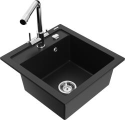 Mexen Vito chiuvetă de bucătărie din granit cu 1 cuvă și baterie Duero, negru - 6503-77-671600-00 (6503-77-671600-00)