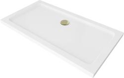 Mexen Flat cabină de duș dreptunghiulară slim 120 x 70 cm, alb, sifon auriu - 40107012G (40107012G)