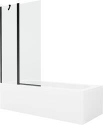 Mexen Vega cadă dreptunghiulară 180 x 80 cm cu panou și paravan cu 1 canat 100 cm, transparent, negru - 550118080X9410117000 (550118080X9410117000)