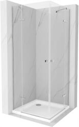 Mexen Roma Cabină de duș Duo cu uși batante 80 x 80 cm, transparentă, crom + cadă de duș Flat - 854-080-080-01-02-4010 (854-080-080-01-02-4010)