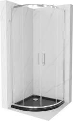 Mexen Rio cabina de duș semirotundă 80 x 80 cm, transparentă, crom + cadă de duș Flat, negru - 863-080-080-01-00-4170 (863-080-080-01-00-4170)