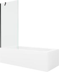 Mexen Vega cadă dreptunghiulară 180 x 80 cm cu acoperire și paravan cu un singur panou 80 cm, transparent, negru - 550118080X950 (550118080X9508000070)
