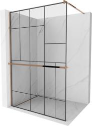 Mexen Kioto+ perete de duș cu raft Walk-in 110 x 200 cm, model negru, aur roz - 800-110-121-60-78 (800-110-121-60-78)