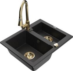 Mexen Carlos chiuvetă granit 1, 5-camere cu baterie de bucătărie Elia, negru/argintiu metalic - 6518-73-670101-50 (6518-73-670101-50)