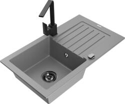 Mexen Pablo chiuvetă de granit cu 1 compartiment cu scurgător și baterie de bucătărie Rita, gri - 6510-71-670300-70-B (6510-71-670300-70-B)