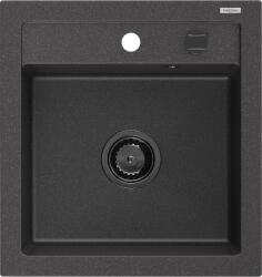 Mexen Vito chiuvetă de granit cu 1 compartiment 520 x 490 mm, Neagră picățele, sifon Neagră - 6503521000-76-B (6503521000-76-B)