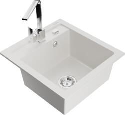 Mexen Vito chiuvetă de granit cu 1 compartiment cu baterie de bucătărie Rita, alb - 6503-20-670300-00 (6503-20-670300-00)