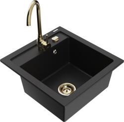 Mexen Vito chiuvetă de bucătărie din granit cu 1 cuvă și baterie de bucătărie Telma, negru - 6503-77-670200-50 (6503-77-670200-50)