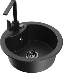 Mexen Diego chiuvetă de granit cu 1 compartiment cu baterie de bucătărie Rita, negru/argintiu metalic - 6512-73-670300-70-B (6512-73-670300-70-B)