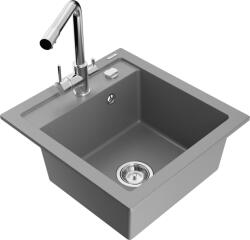 Mexen Vito chiuvetă de granit cu 1 compartiment și baterie de bucătărie Duero, gri - 6503-71-671600-00 (6503-71-671600-00)