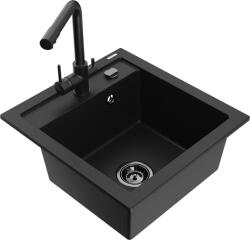 Mexen Vito chiuvetă de granit cu 1 compartiment și baterie de bucătărie Duero, negru - 6503-77-671600-70-B (6503-77-671600-70-B)