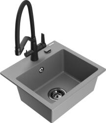 Mexen Milo chiuvetă de granit cu 1 compartiment cu baterie de bucătărie Duo, gri - 6505-71-671701-70-B (6505-71-671701-70-B)