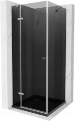 Mexen Roma cabină de duș batantă 80 x 80 cm, grafit, crom + cadă de duș Flat, negru - 854-080-080-01-40-4070 (854-080-080-01-40-4070)