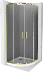 Mexen Rio cabină de duș semirotundă 90 x 90 cm, grafit, auriu + cadă de duș Flat, alb - 863-090-090-50-40-4110G (863-090-090-50-40-4110G)