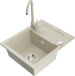 Mexen Enzo chiuvetă de granit cu 1 compartiment, cu scurgător și baterie de bucătărie Telma, bej - 6506-69-670200-69 (6506-69-670200-69)