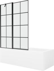 Mexen Cubik cadă dreptunghiulară de 170 x 70 cm cu panouri si paravan cu 1 aripă 120 cm, Model negru - 550317070X9412117077 (550317070X9412117077)