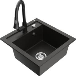 Mexen Vito chiuvetă de granit cu 1 compartiment cu baterie de bucătărie Elia, negru/auriu metalizat - 6503-75-670101-70 (6503-75-670101-70)
