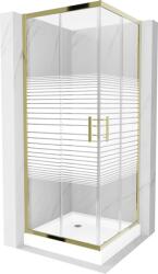 Mexen Rio cabina de duș pătrată 80 x 80 cm, dungi albe, aurie + cadă de duș, albă - 860-080-080-50-20-4510 (860-080-080-50-20-4510)