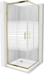 Mexen Rio cabina de duș pătrată 70 x 70 cm, dungi albe, auriu + cadă Flat, alb - 860-070-070-50-20-4010G (860-070-070-50-20-4010G)