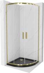 Mexen Rio cabina de duș semirotundă 90 x 90 cm, transparentă, aurie + cadă de duș Flat, neagră - 863-090-090-50-00-4170G (863-090-090-50-00-4170G)