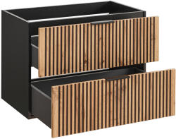 Comad Xilo szekrény 80x46x57 cm mosdókagyló alá akasztható fekete-tölgy XILO BLACK WOTAN 82-80-D-2S
