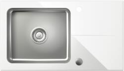Quadron Hugh üveg és acél mosogató 77x44 cm fehér ST3577SB1BS (ST3577SB1BS)