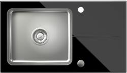 Quadron Hugh üveg és acél mosogató 77x44 cm fekete ST3577SC1BS