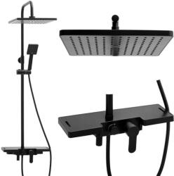 Erga Oslo, zuhanygarnitúra karos csapteleppel, polccal és esőfejjel 30x30 cm, matt fekete, ERG-YKA-BP. OSLO-30-BLK (ERG-YKA-BP.OSLO-30-BLK)