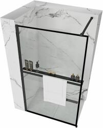 Rea Bler, Walk-In típusú zuhany paraván 70x195cm, 8mm átlátszó üveg, fekete profil + polc és törölközőtartó EVO, KPL-K7636 (KPL-K7636)