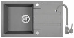 Laveo Barbados, 1 kamrás gránit mosogató 760x440x194 mm + Granit 8 mosogató csaptelep, szürke, LAV-SBBA511T (LAV-SBBA511T)
