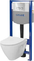 Cersanit Mille, System50 MECH süllyesztett keret + Mille Plus CleanOn fali WC csésze + MOVI II króm gomb, S701-752 (S701-752)